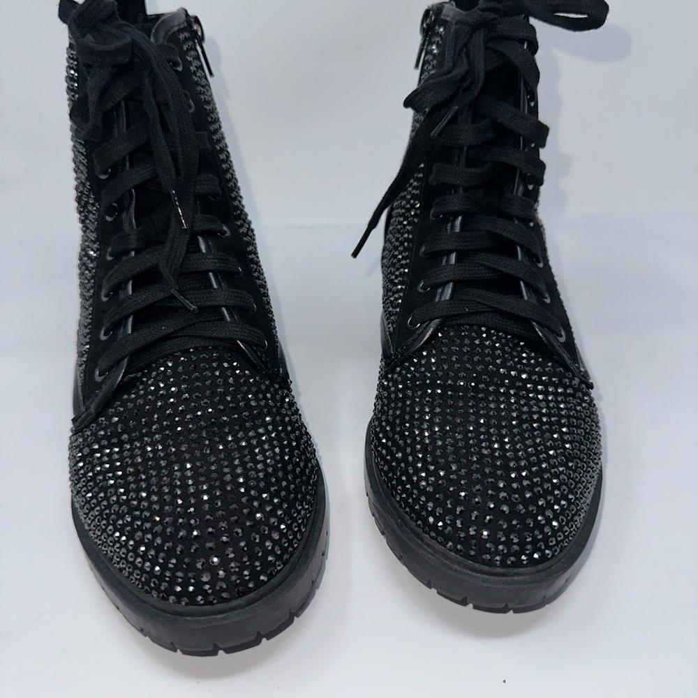 Madden Girl Black Lace-Up Studded Boots